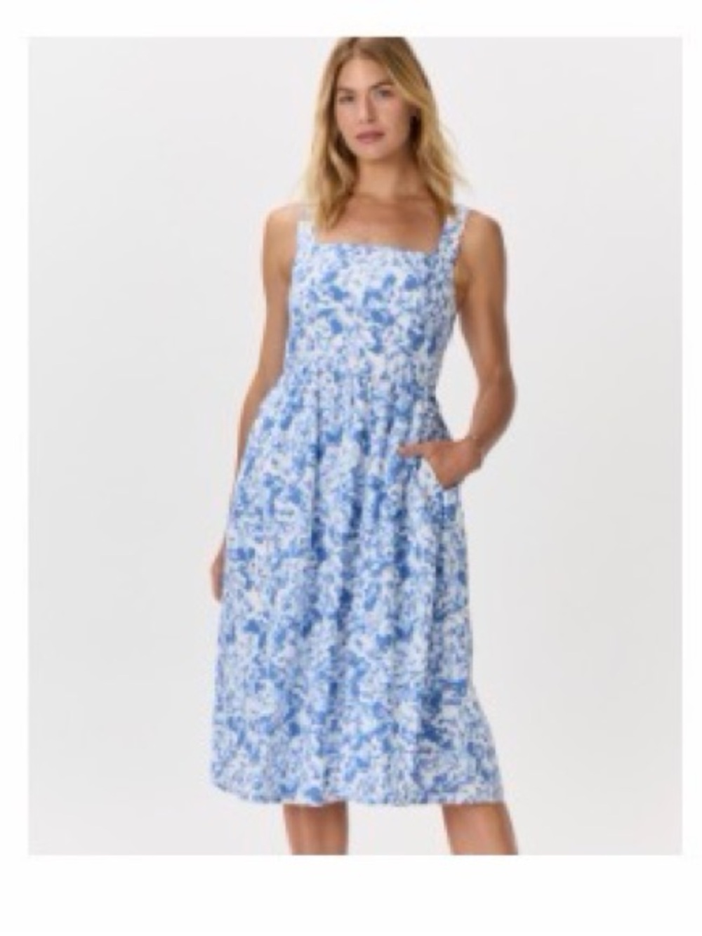 NWOT 100% Linen Fit &Flare Midi Dress from Quince, XS in Floral Waterfall Print